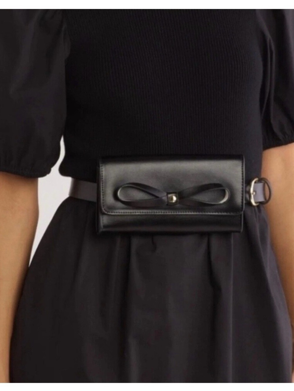 ♠️Kate Spade Black Leather Bow Belt Bag - Picture 6 of 12